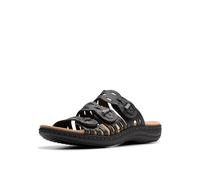 Clarks Women's Laurieann Ruby Flat Sandal, Black Leather, 9 UK