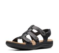 Clarks Women's Laurieann Vine Flat Sandal, Black Leather, 6.5 UK