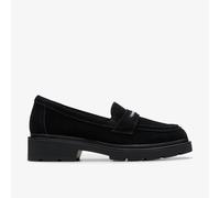 Clarks Womens Lauryl Step Black Suede Loafers,Slip Ons Suede Casual