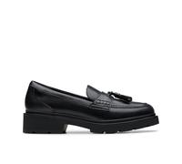 Clarks Lauryl Tassel Black Leather Loafers,slip Ons Black 5.5-Standard Fit