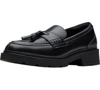 Clarks Women's Lauryl Tassel Loafer, Black Leather, 10 Wide