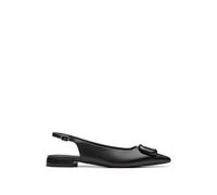 Clarks Women's Leather Flat Pointed Slingback Shoes - 6D - Black, Black,Sand