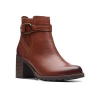 Clarks - Womens Leda Strap Boot, Color Mahogany Leather, Size: 6 UK
