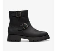 Clarks Womens Ledwick Haley Black Oily Leather Boots - Size UK 5.5