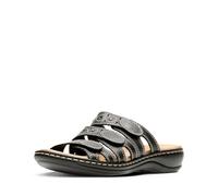 CLARKS Women's Leisa Cacti Slide Sandal, Black Leather, 8.5 UK