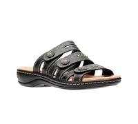 Clarks Women's Leisa Cacti Slide Sandal, Black Leather, 7 UK