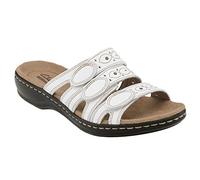 CLARKS Women's Leisa Cacti Slide Sandal, White Leather, 7.5 Narrow