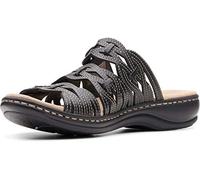 Clarks Women's Leisa Faye Sandal, Black Leather, 6.5 UK