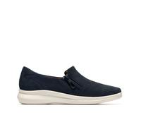 Clarks Women's Lynell Sky Navy Nubuck Slip Ons | Size: 8-Standard Fit Clarks Navy 8-Standard Fit