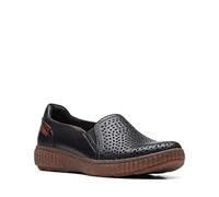 Clarks Women's Magnolia Aster Loafer Flat, Black Leather, 7 Wide