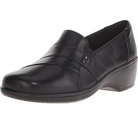 Clarks Women's May Marigold Slip-On Loafer, Black Leather, 2.5 UK