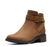 Clarks Women's Maye Strap Ankle Boot, Dark Tan Leather, 6.5