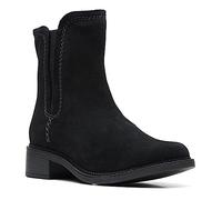 Clarks Women's Maye Zip Mid Calf Boot, Black Suede, 7 UK