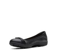 Clarks Women's Meadow Rae Ballet Flat Black Leather 8 Wide