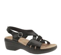 Clarks Women's Merliah Bonita Wedge Sandal, Black Leather, 8.5 UK