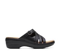 Clarks Women's Merliah Holly Slide Sandal, Black Leather, 2.5 UK