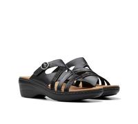 Clarks Women's Merliah Holly Slide Sandal, Black Leather, 4 UK