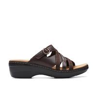 Clarks Women's Merliah Holly Slide Sandal, Dark Brown Leather, 3.5 UK