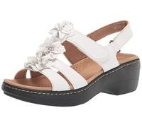 Clarks Women's Merliah Sheryl Heeled Sandal, White Synthetic/Leather Combi, 9 Wide