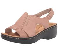 Clarks Women's Merliah Style Wedge Sandal, Black Leather, 6 UK