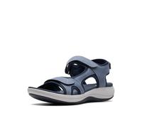 Clarks Women's Mira Bay Flat Sandal, Denim Blue Textile, 12