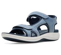 Clarks Women's Mira Bay Flat Sandal, Denim Blue Textile, 4.5 UK