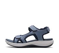 Clarks Women's Mira Bay Flat Sandal, Denim Blue Textile, 8 UK