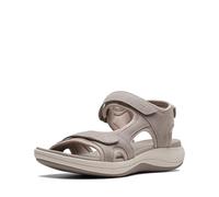 Clarks Women's Mira Bay Flat Sandal, Stone Textile, 6