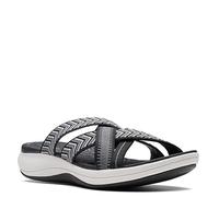 Clarks Women's Mira Grove Flat Sandal, Black Textile, 4 UK