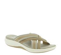 Clarks Women's Mira Isle Slide Sandal, Sand Combi Textile, 5 UK