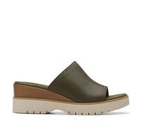 Clarks Women's Modern Casuals Slide Sandal, Dark Olive Leather, 7 Wide