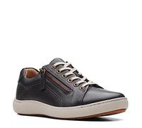 Clarks Women's Nalle Lace Sneaker, Black Leat, 6 UK Wide
