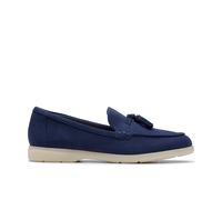 Clarks Womens Narini Edge Navy Suede Loafers,Slip Ons