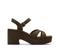Clarks Women's Nerisa Twist Dark Olive Heeled Sandals, Wedge Sandals in Green | Size: 5-Standard Fit Clarks Green 5-Standard Fit