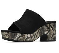 Clarks Women's Nerisa Vine Cork Heeled Sandal, Black Interest Leather, 3.5 UK