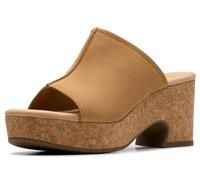 Clarks Women's Nerisa Vine Cork Wedge Sandal, Light Tan Nubuck, 5