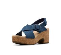 Clarks Women's Nerisa West Heeled Sandal, Navy Nubuck, 6.5