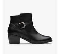 Clarks Womens Neva Buckle Black Leather Ankle Boots,Heels Leather Casual