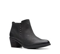 Clarks Women's Neva Lo Ankle Boot, Black Leather, 6