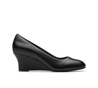 Clarks Women's Olivette Pearl Pump, Black Leather, 7.5