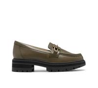 Clarks Women's Orianna Bit Olive Leather Loafers, Slip Ons in Green | Size: 7.5/Standard Fit