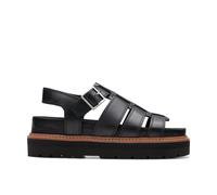 Clarks Women's Orianna Twist Black Leather Flat Sandals | Size: 4-Standard Fit Clarks Black 4-Standard Fit