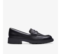 Clarks Womens Orinoco 2 Penny Black Leather Loafers,Slip Ons Leather Casual