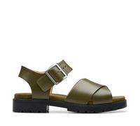 Clarks Women's Orinoco Cross Sandal, Dark Olive Lea, 3 UK