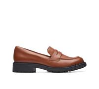 Clarks Women's Orinoco2 Penny Loafer, Dark Tan Lea, 8 UK