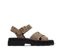 Clarks Women's Orinoco3 Cross Animal Print Flat Sandals in Brown | Size: 5.5-Standard Fit Clarks Brown 5.5-Standard Fit