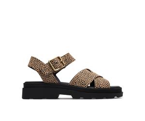 Clarks Women's Orinoco3 Cross Animal Print Flat Sandals in Brown | Size: 5-Standard Fit Clarks Brown 5-Standard Fit