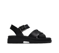 Clarks Women's Orinoco3 Cross Black Leather Flat Sandals | Size: 6-Standard Fit Clarks Black 6-Standard Fit