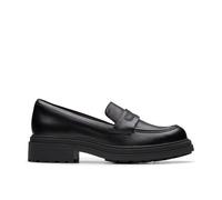 Clarks Womens Orinoco3 Edge Black Leather Loafers,Slip Ons