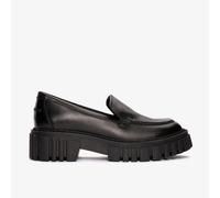 Clarks Womens Page Loafer Black Leather Shoes - Size UK 6.5